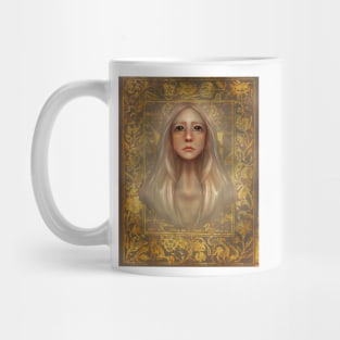 Dark Academia Fairy Witch Painting Young Fairy Silver Hair With Tree of Life Background Mug